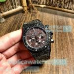 Copy Audemars Piguet Royal Oak Brown Chronograph Dial Black Diamond Watch